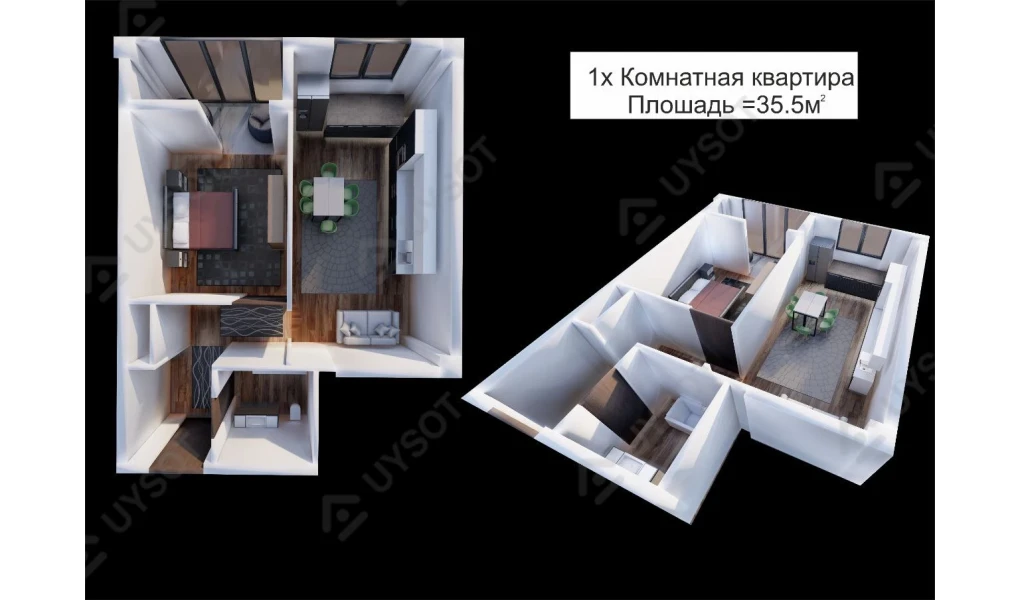 1-комнатная квартира 35.5 м²  8/8 этаж