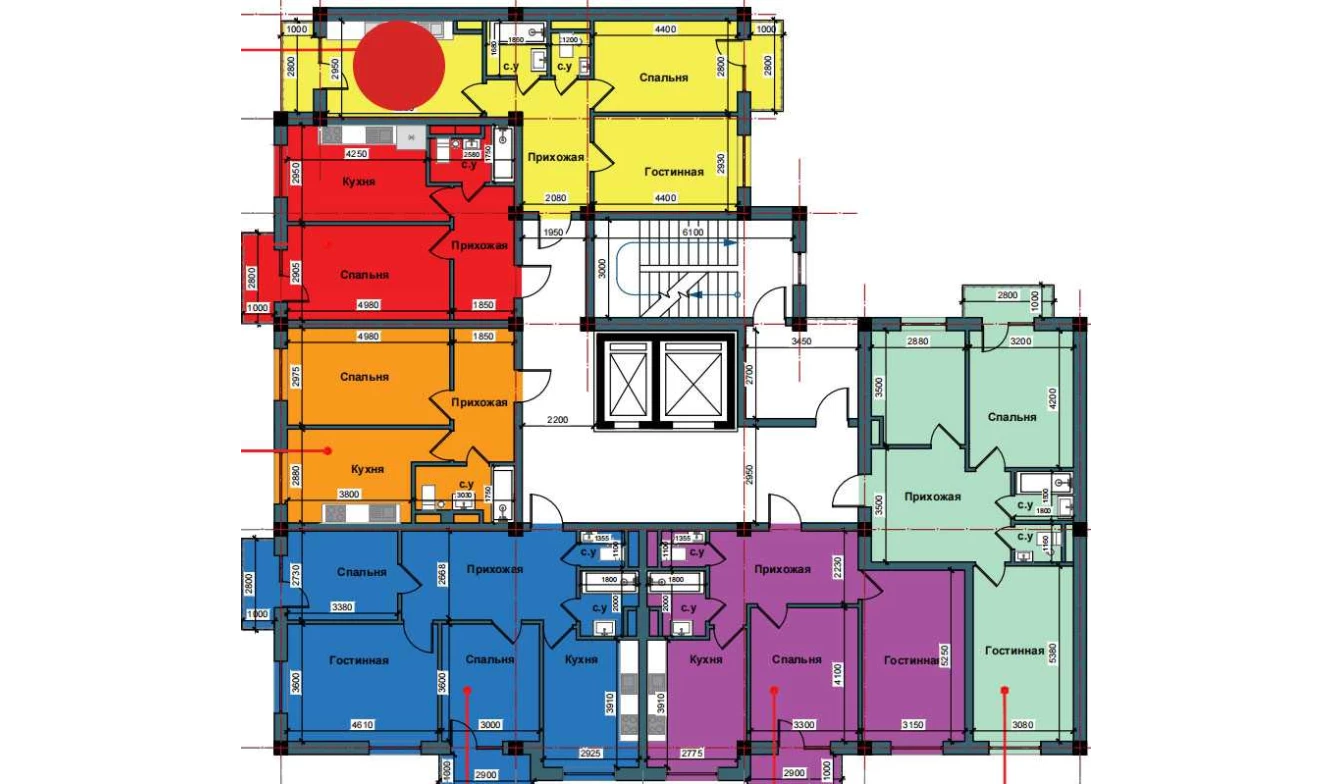 2-комнатная квартира 60.8 м²  4/4 этаж