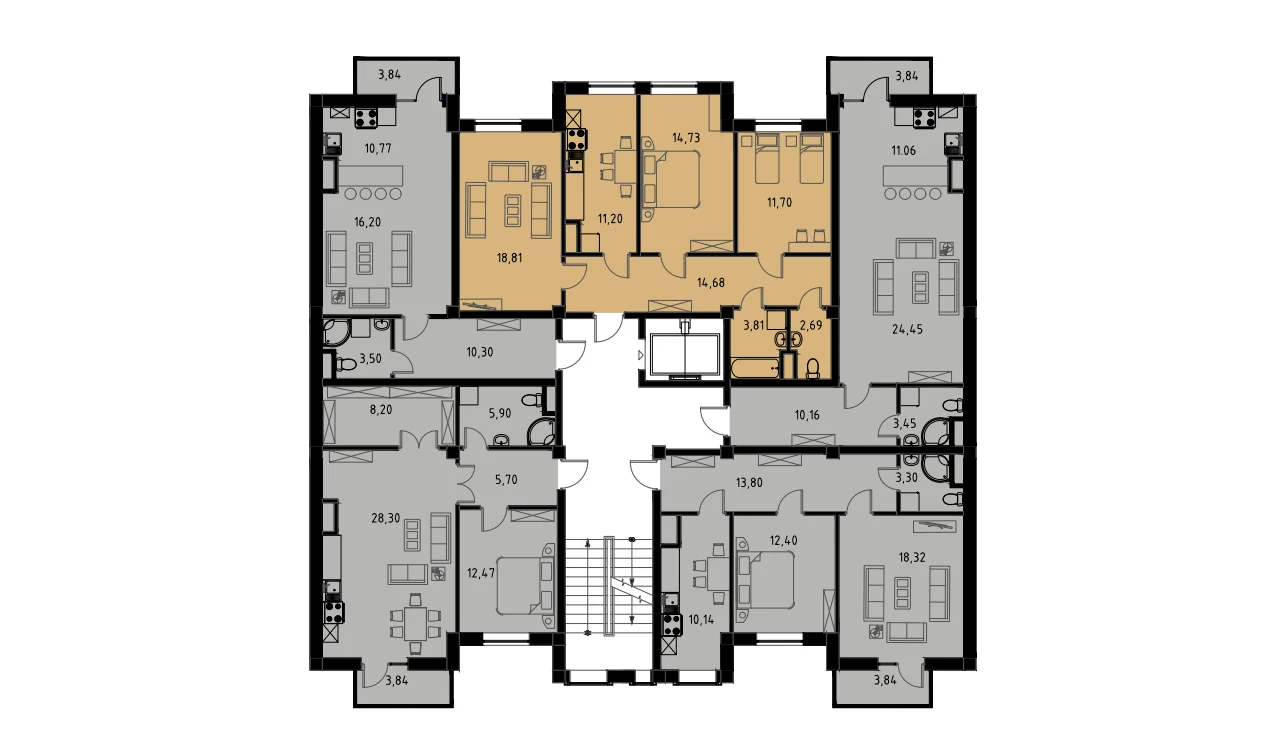 3-комнатная квартира 77.63 м²  9/9 этаж