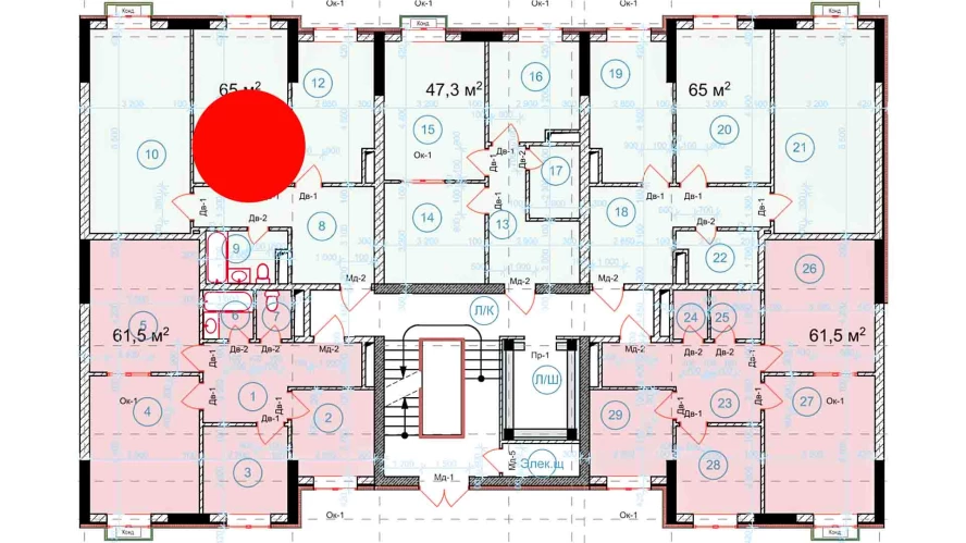 2-xonali xonadon 65 m²  8/8 qavat