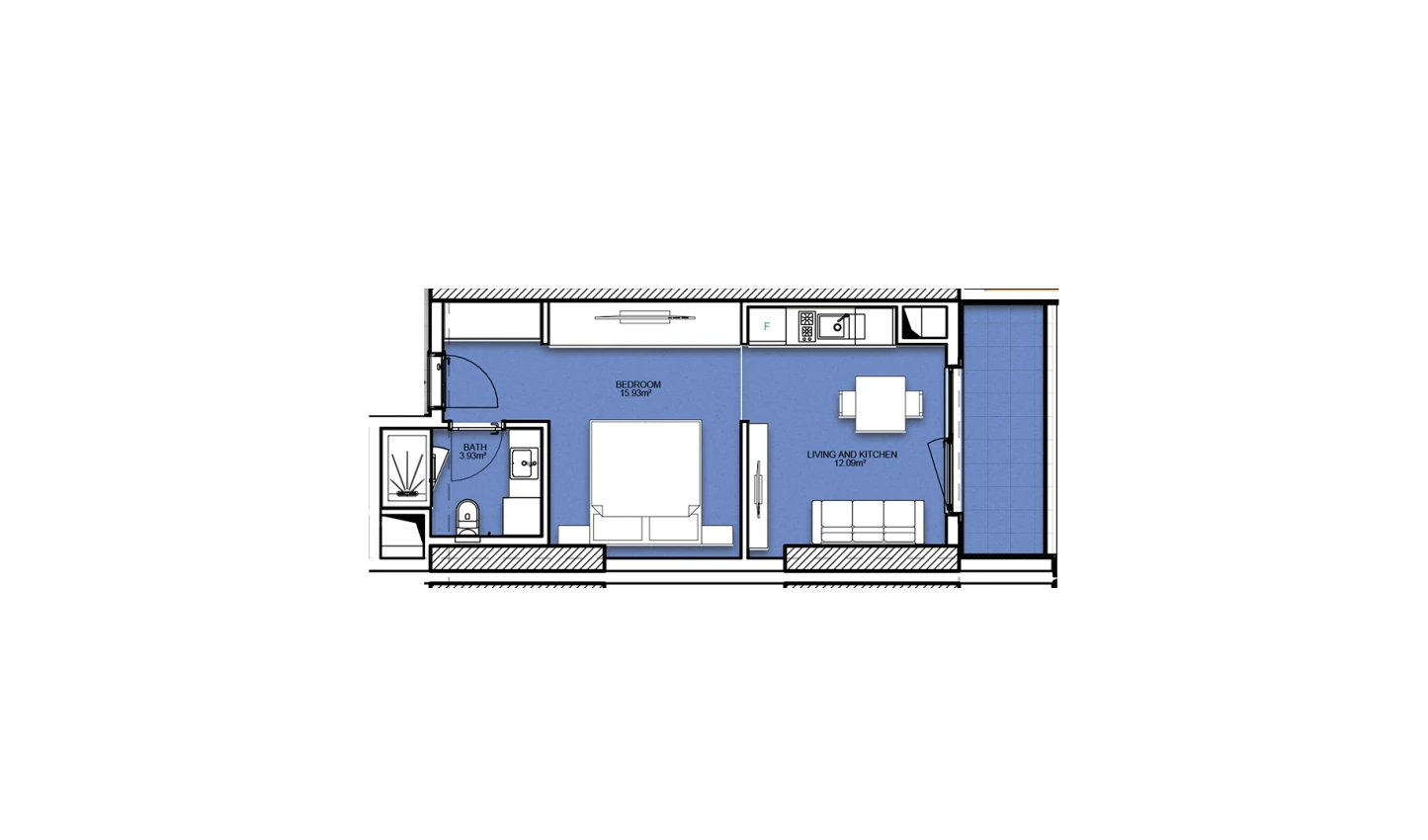 1-xonali xonadon 39.07 m²  15/15 qavat