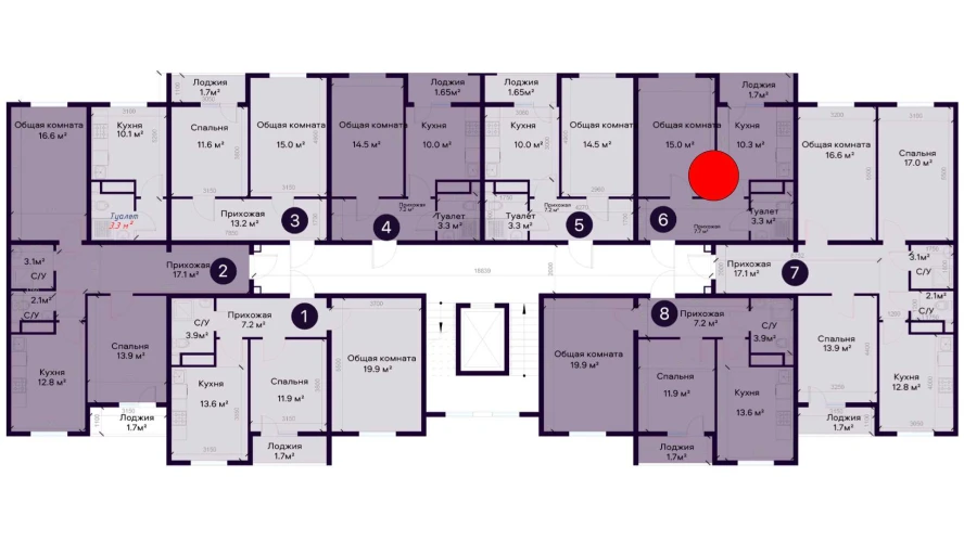 1-комнатная квартира 38 м²  4/4 этаж