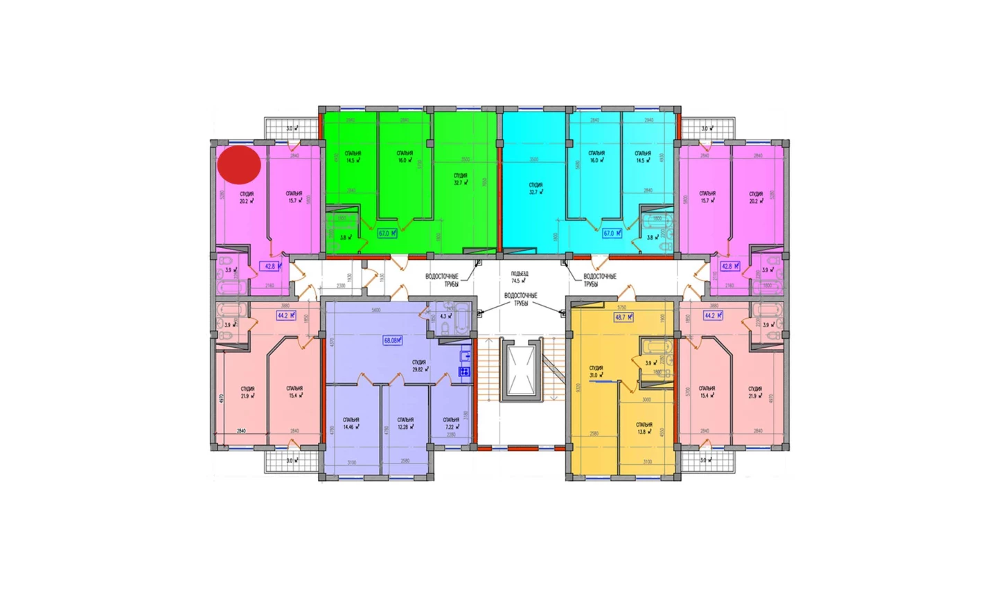 2-комнатная квартира 42.8 м²  5/5 этаж