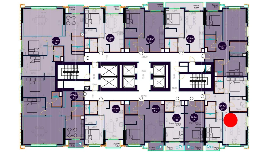 3-комнатная квартира 92.3 м²  17/17 этаж