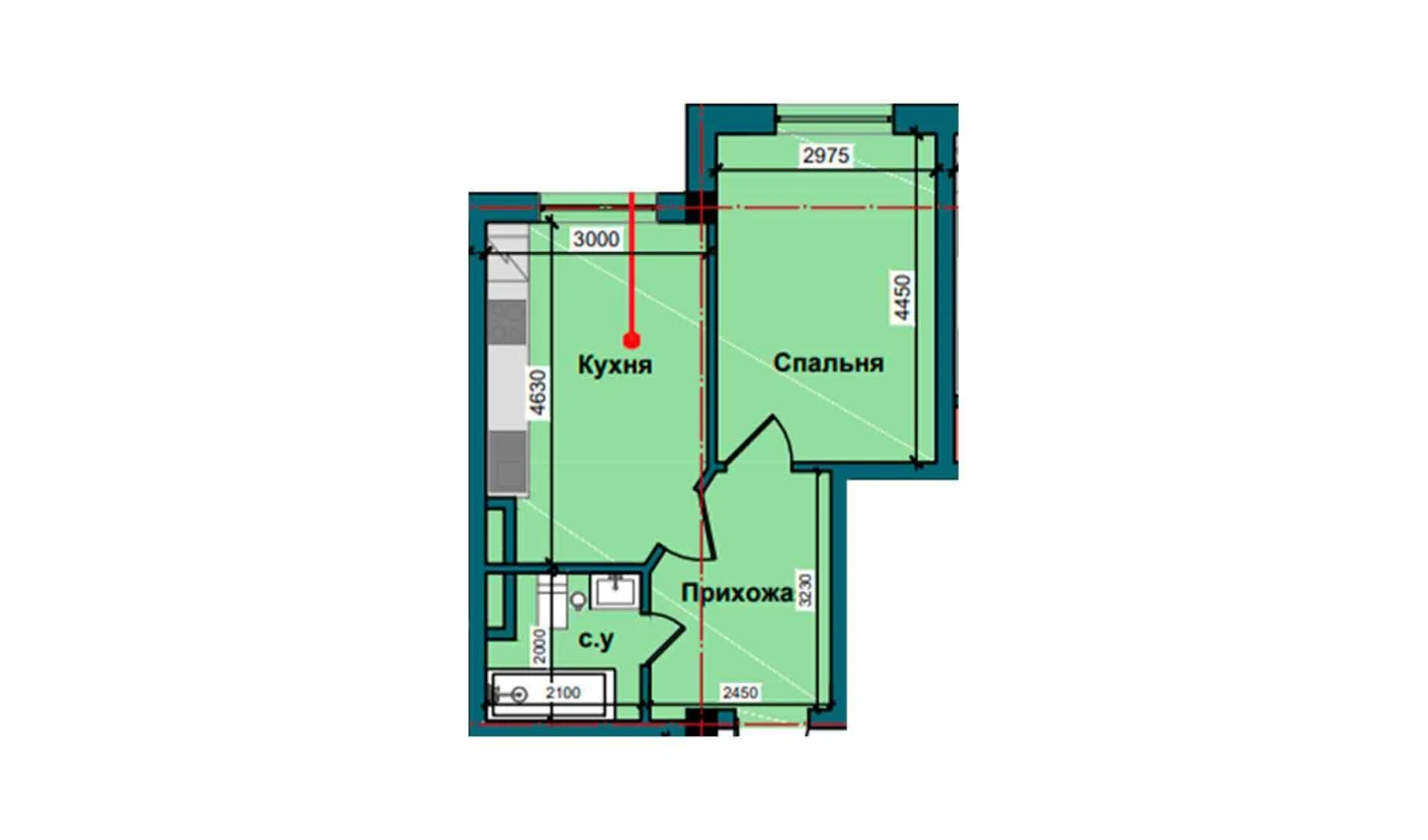 1-xonali xonadon 39.4 m²  1/1 qavat