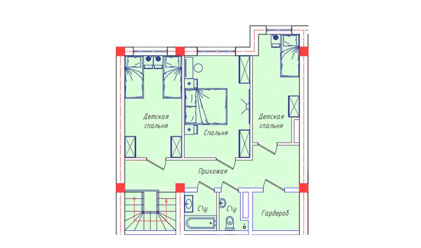 3-комнатная квартира 69.1 м²  8/8 этаж