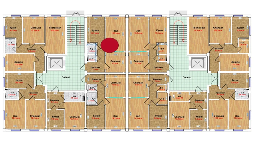 3-xonali xonadon 124.6 m²  1/6 qavat | MBG Turar-joy majmuasi