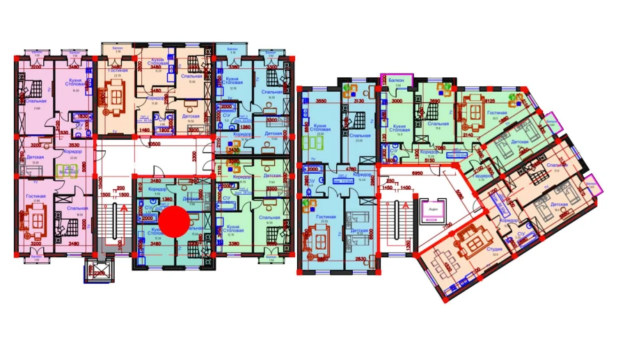 2-комнатная квартира 54 м²  9/9 этаж