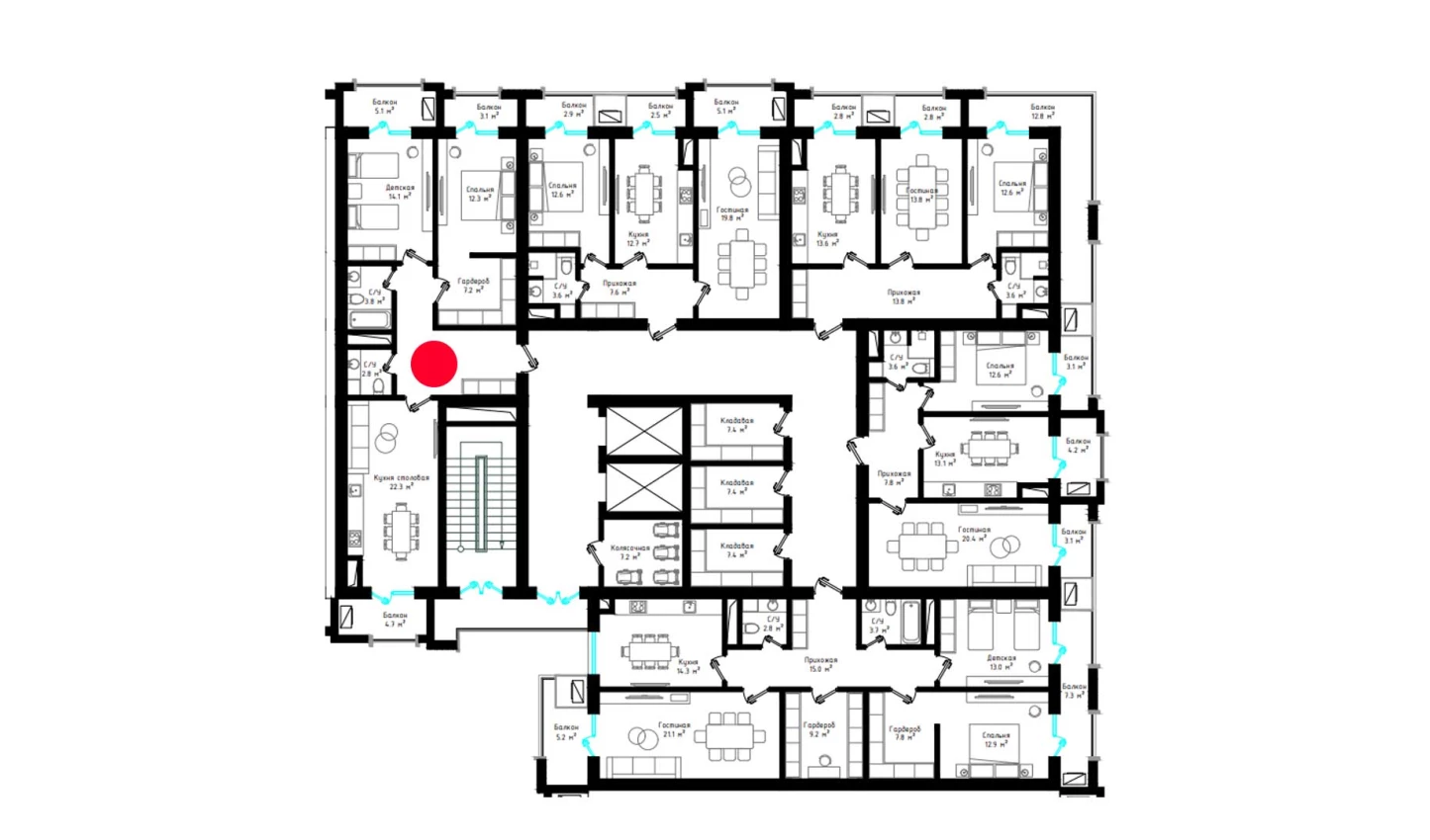 2-xonali xonadon 89.1 m²  2/2 qavat