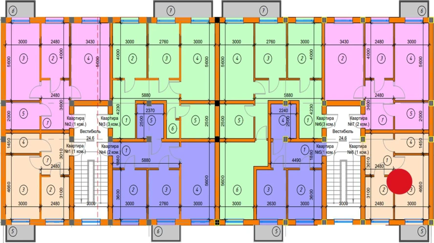 1-xonali xonadon 33.49 m²  3/3 qavat