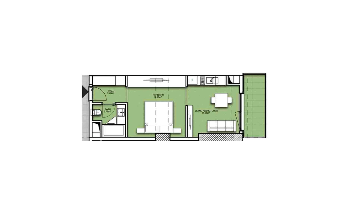 2-комнатная квартира 39.82 м²  5/5 этаж