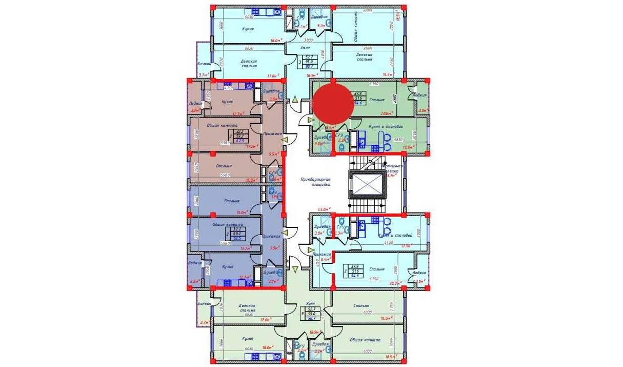 2-комнатная квартира 54.6 м²  6/6 этаж