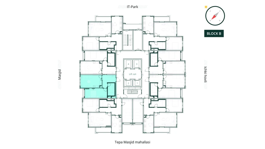 2-xonali xonadon 47.59 m²  25/25 qavat