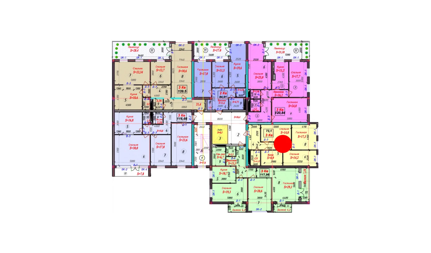 3-комнатная квартира 72.8 м²  2/2 этаж