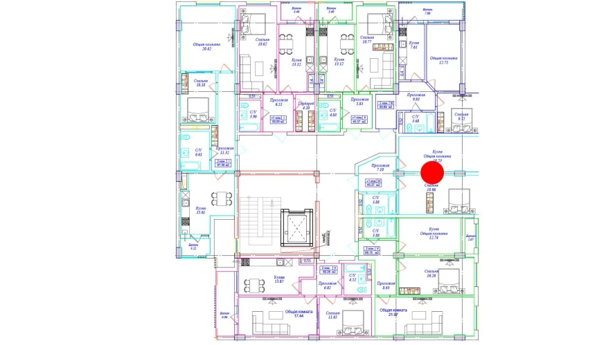 1-комнатная квартира 45.27 м²  8/8 этаж