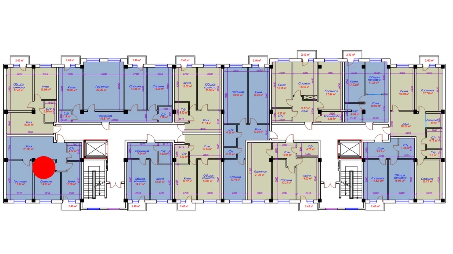 2-комнатная квартира 68.72 м²  4/4 этаж