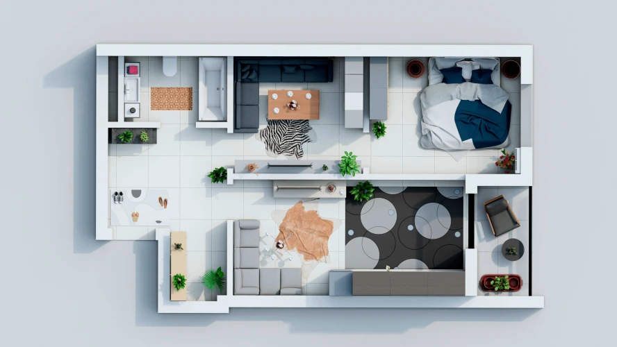 1-комнатная квартира 56.68 м²  3/3 этаж