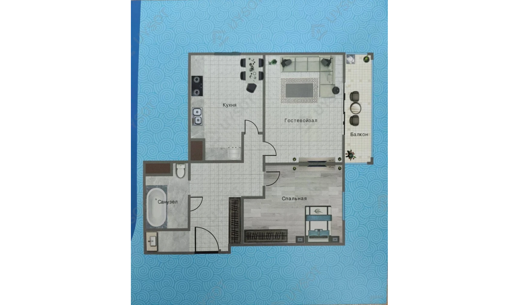 4-xonali xonadon 74.8 m²  1/1 qavat