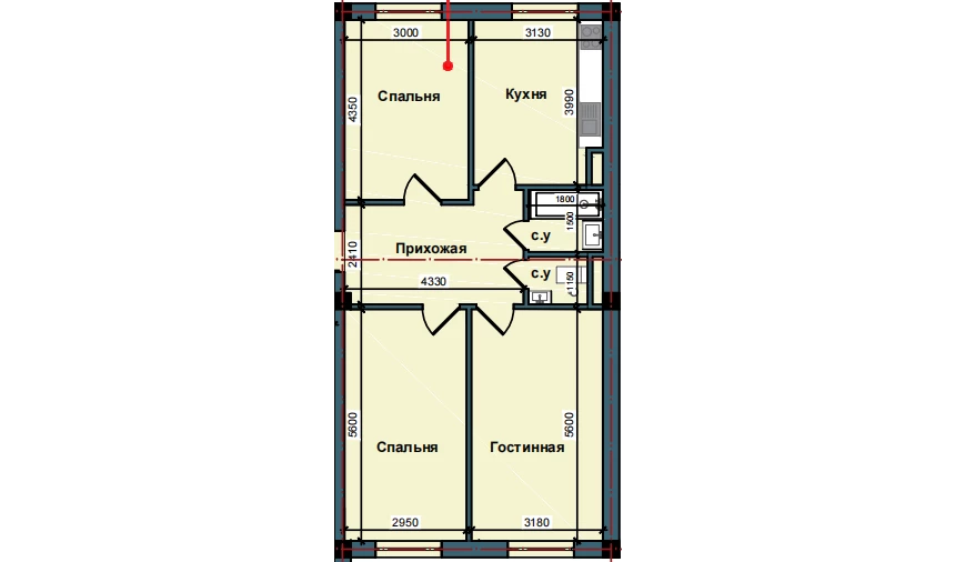 3-комнатная квартира 78.8 м²  5/5 этаж