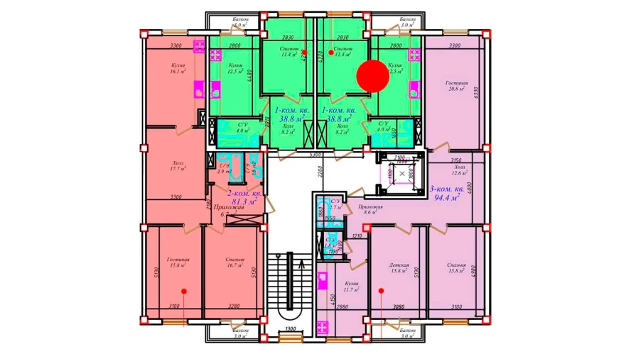 1-xonali xonadon 38.8 m²  5/5 qavat