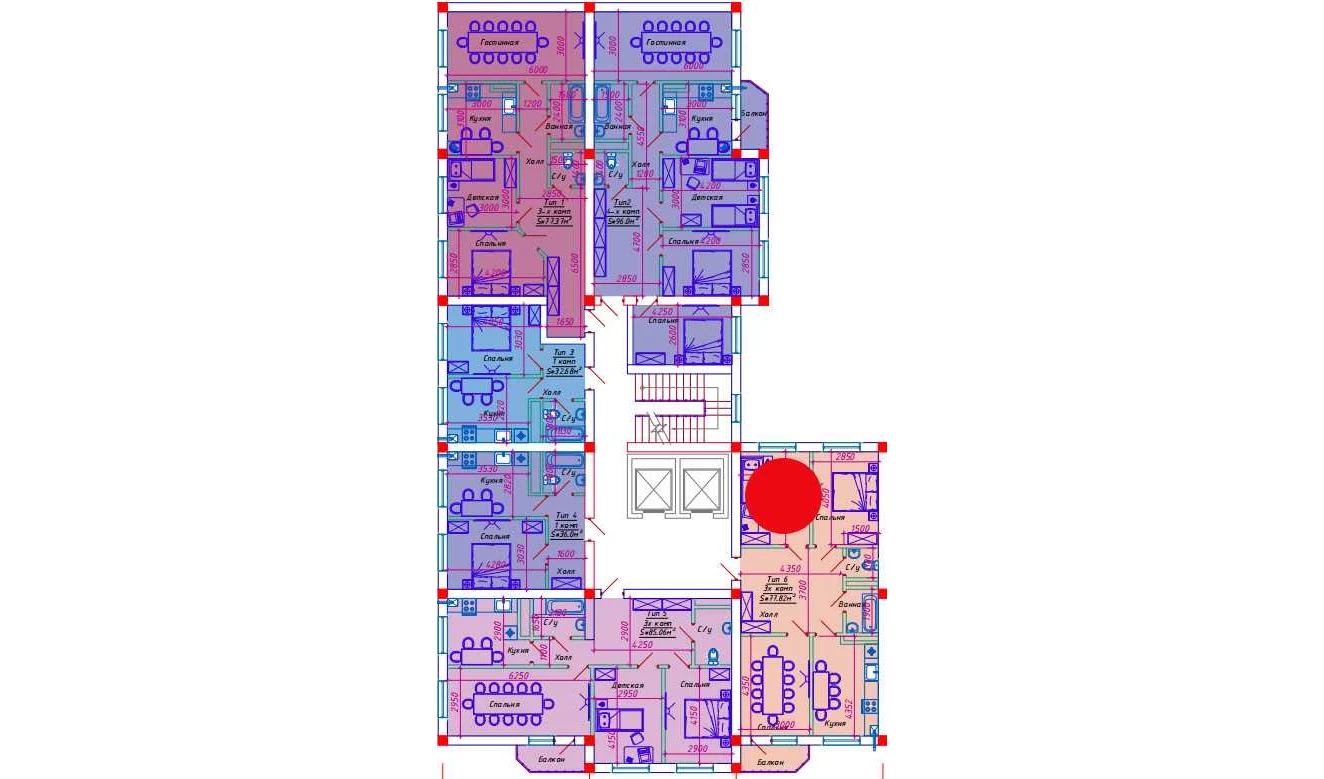 3-xonali xonadon 77.82 m²  4/4 qavat