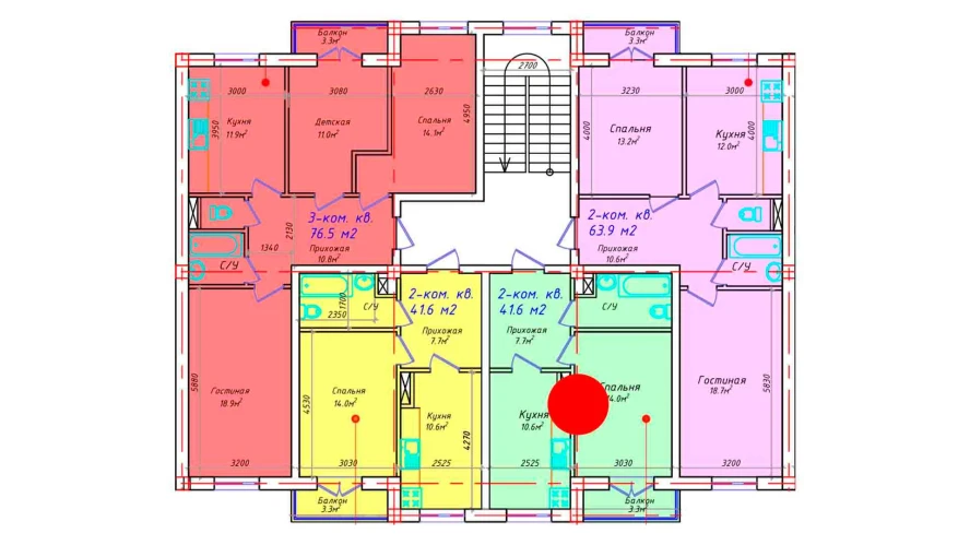 1-комнатная квартира 41.6 м²  2/2 этаж