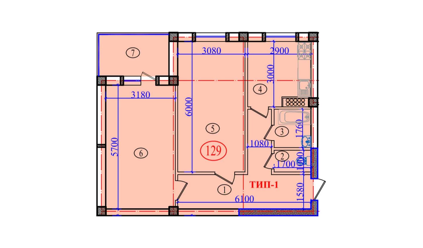 2-xonali xonadon 77.6 m²  8/8 qavat