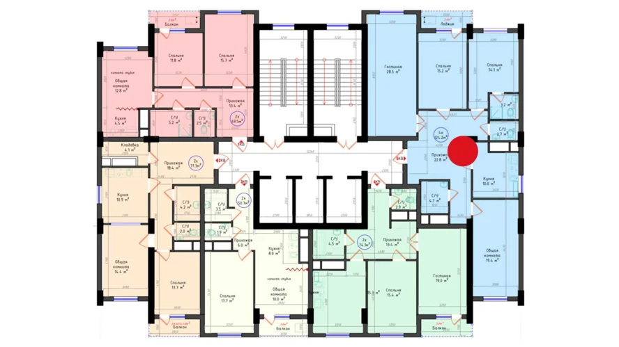 4-комнатная квартира 124.2 м²  20/20 этаж