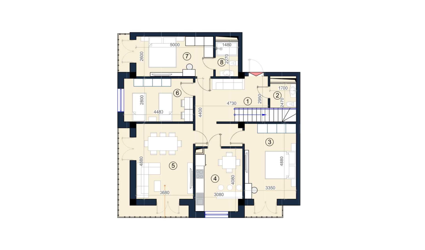 4-комнатная квартира 103 м²  9/9 этаж