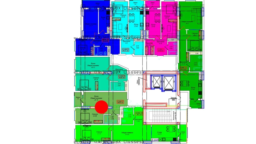 1-xonali xonadon 44.2 m²  15/15 qavat