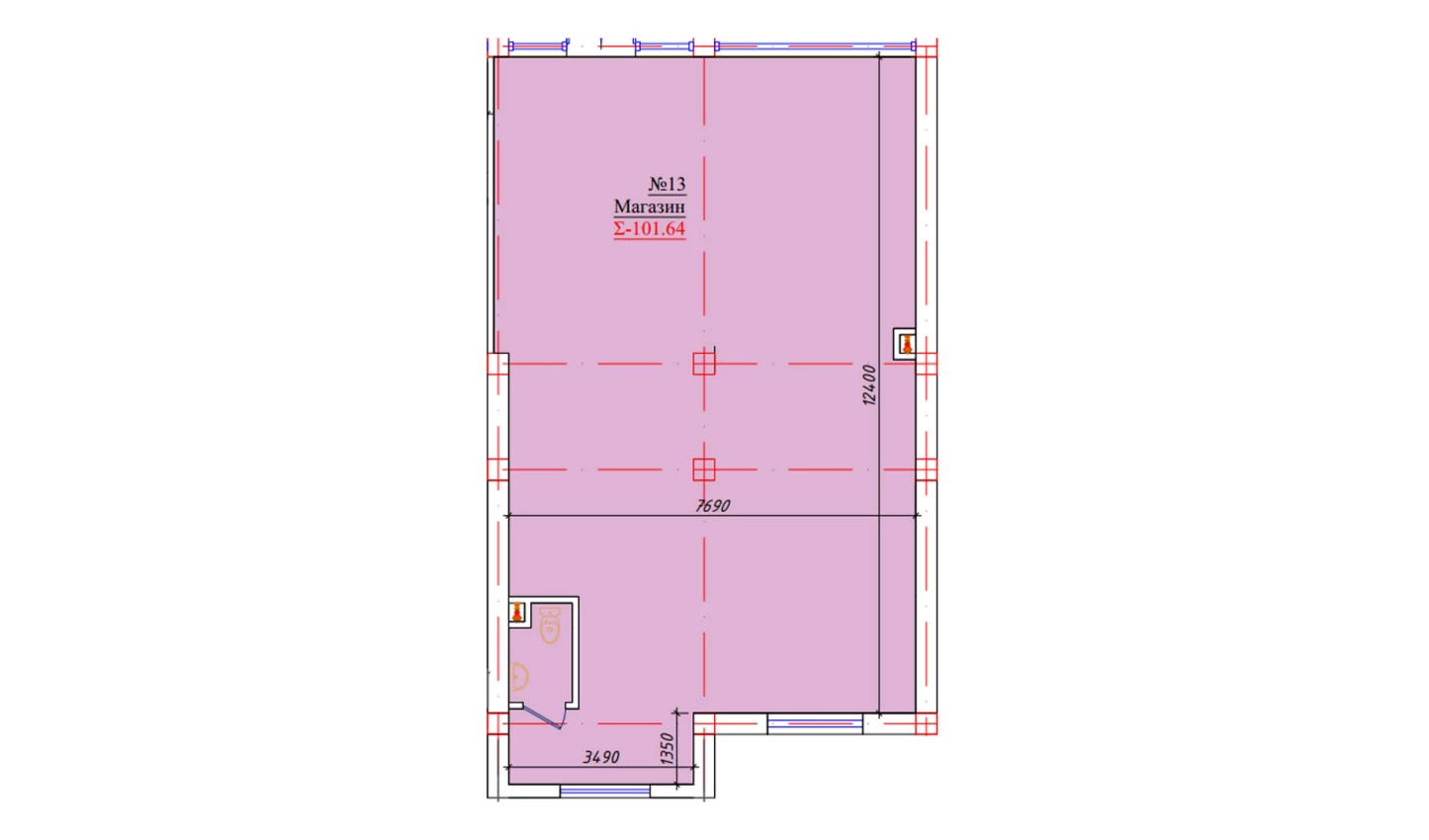 1-xonali xonadon 101.64 m²  1/1 qavat