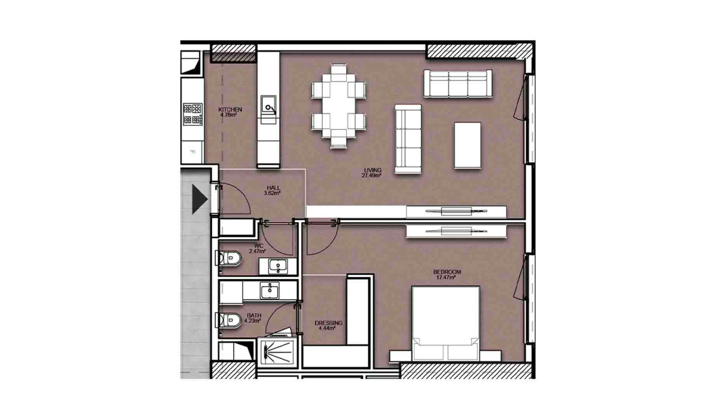 2-комнатная квартира 95.34 м²  6/6 этаж