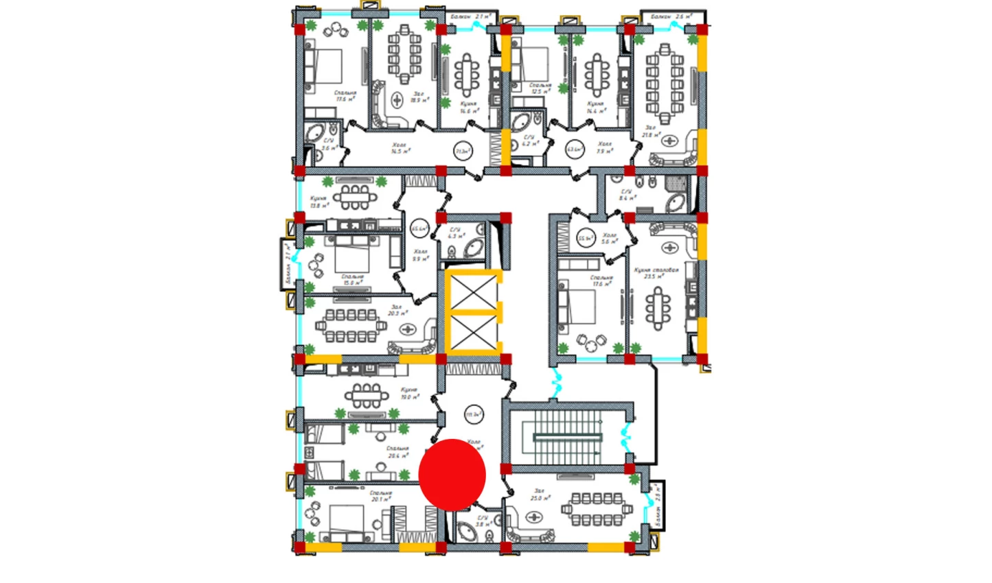 3-комнатная квартира 112.6 м²  12/12 этаж