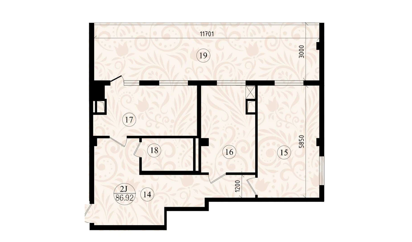 2-комнатная квартира 75.2 м²  8/8 этаж