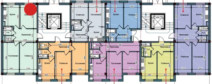 3-xonali xonadon 79.4 m²  2/9 qavat | NUR BARAKA Turar-joy majmuasi