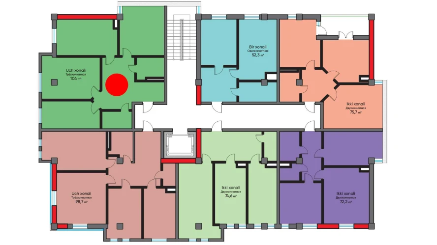 3-комнатная квартира 104 м²  4/4 этаж