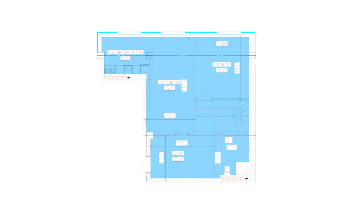 2-xonali xonadon 57.27 m²  9/9 qavat
