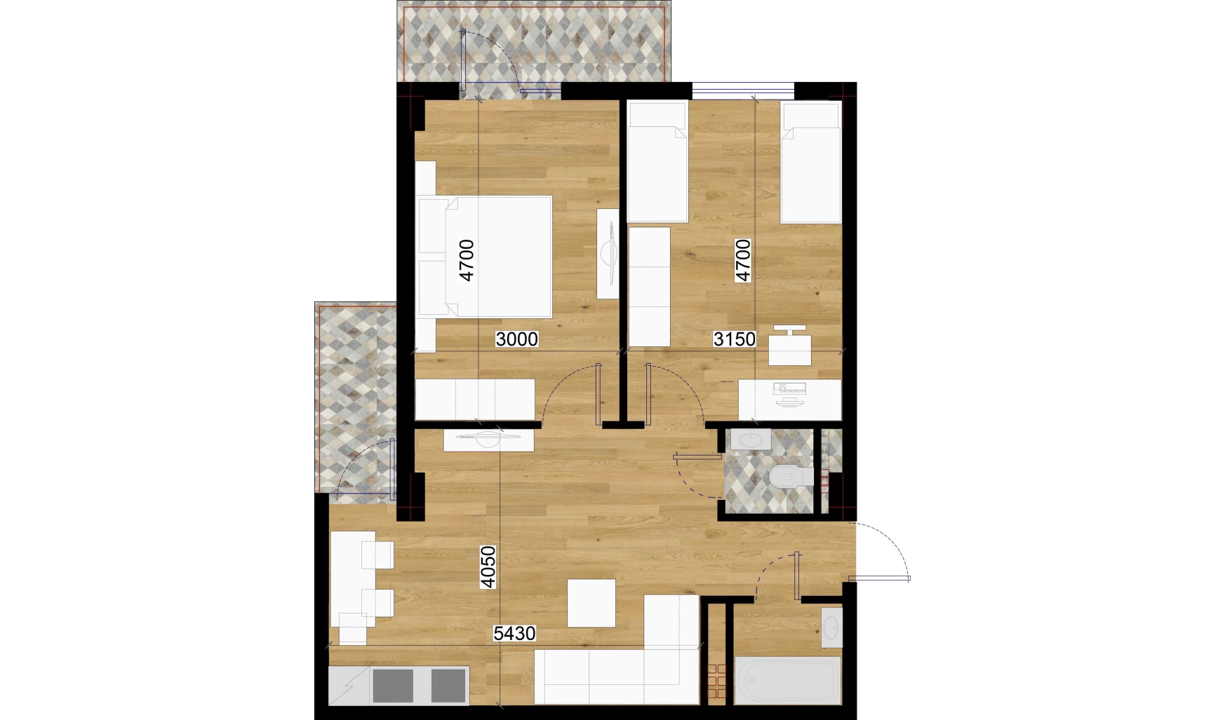 2-комнатная квартира 67.22 м²  2/2 этаж