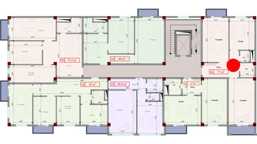 2-xonali xonadon 71 m²  2/2 qavat