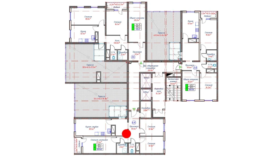 2-комнатная квартира 91.7 м²  16/16 этаж