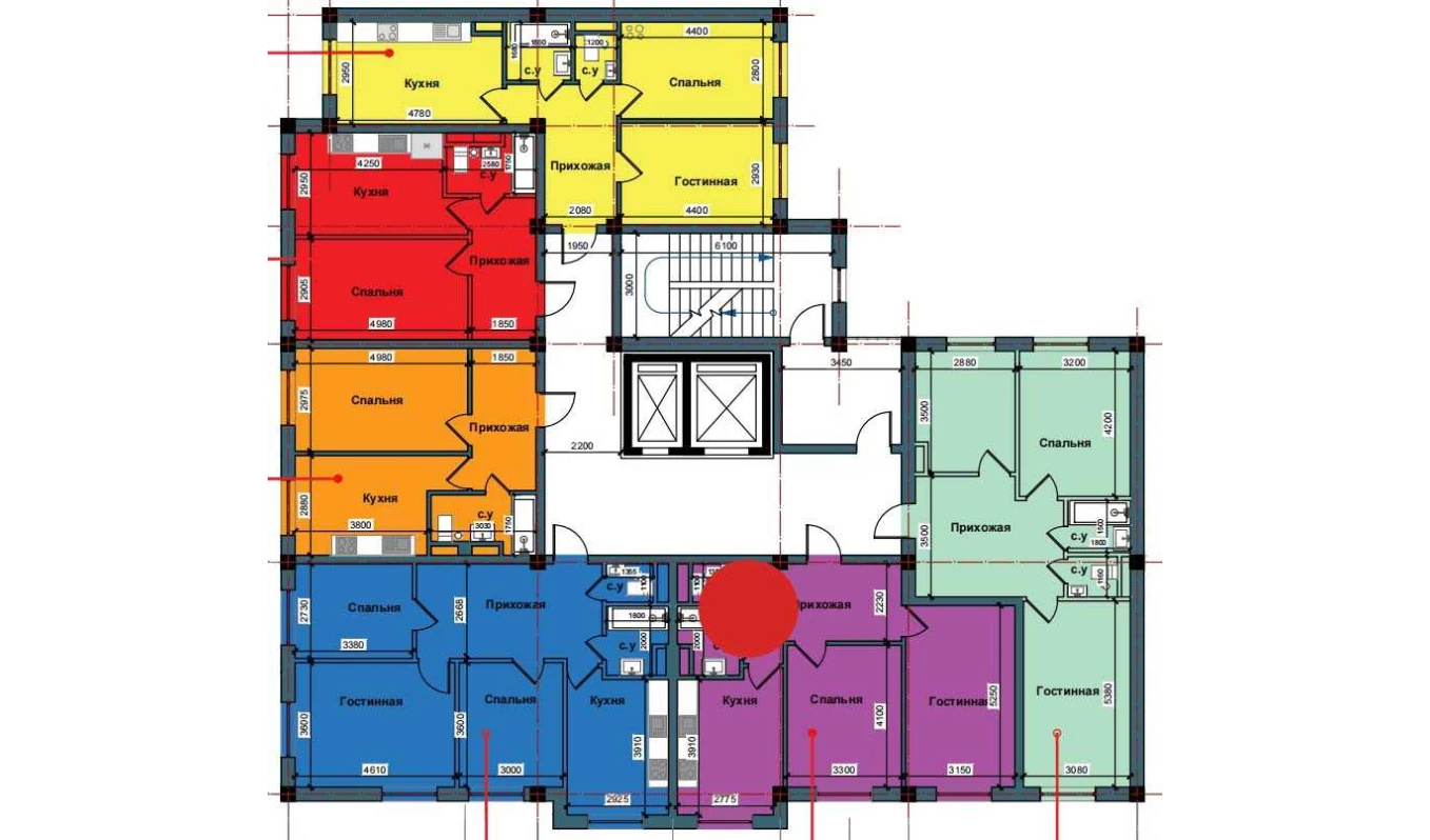 2-комнатная квартира 61 м²  1/1 этаж