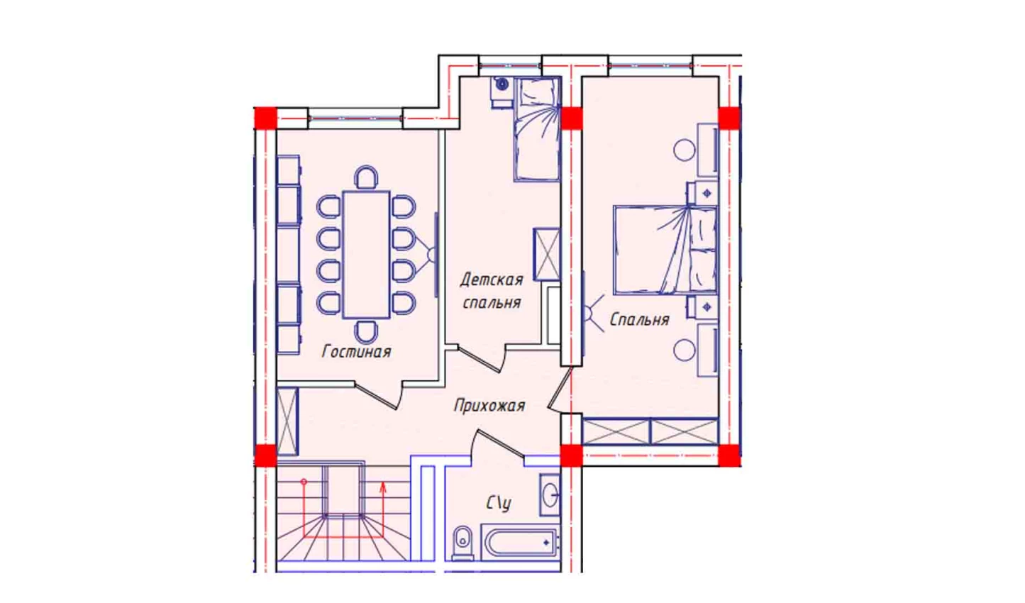 3-комнатная квартира 64.7 м²  8/8 этаж