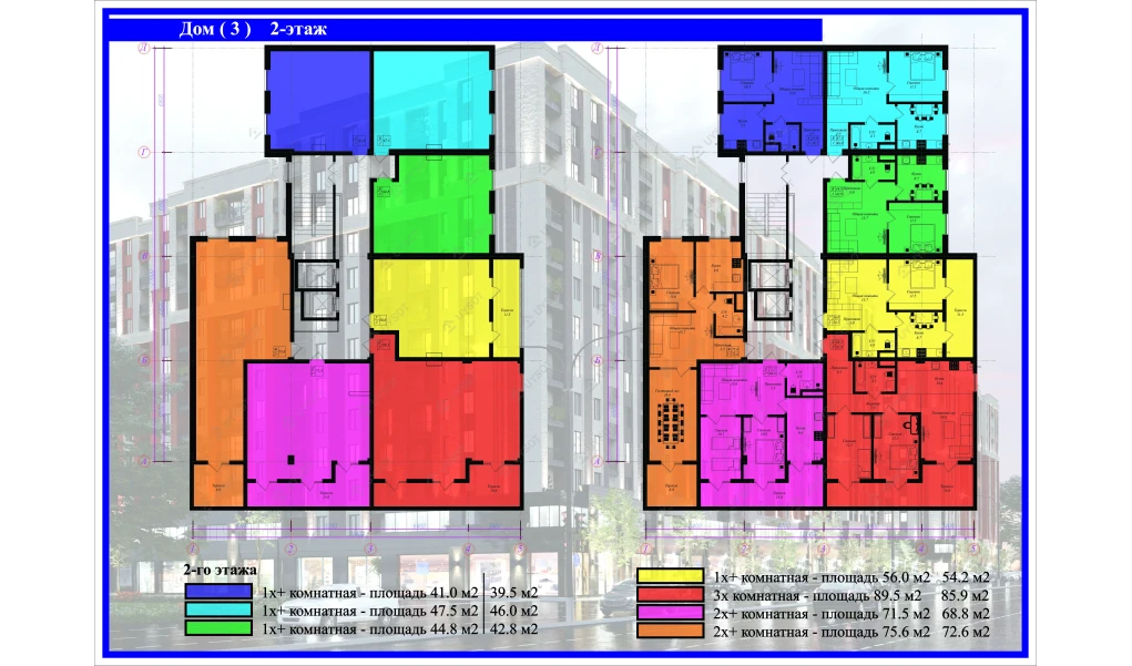 2-комнатная квартира 68.8 м²  1/1 этаж