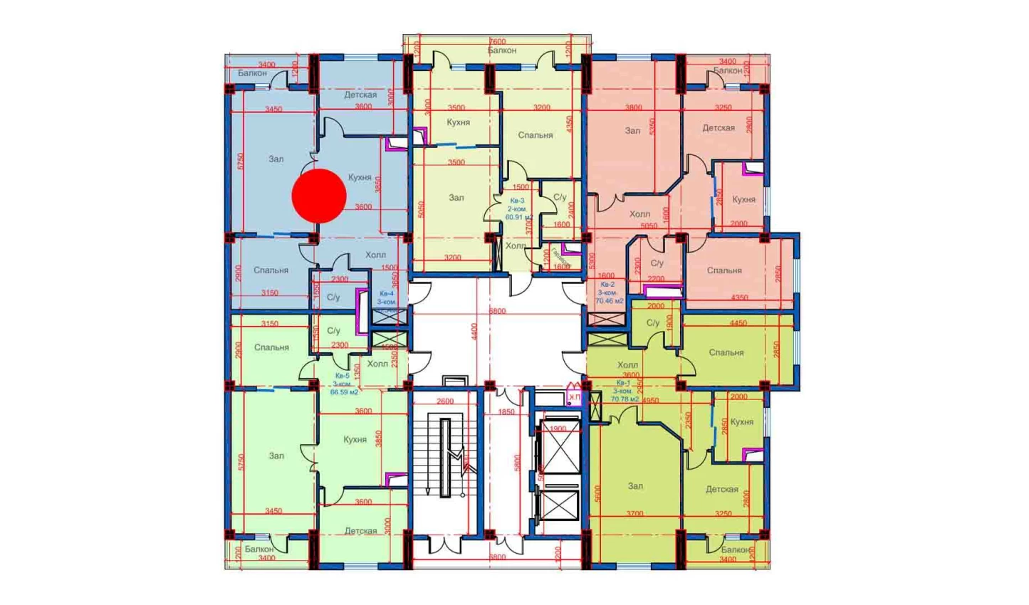 3-комнатная квартира 68.54 м²  10/10 этаж