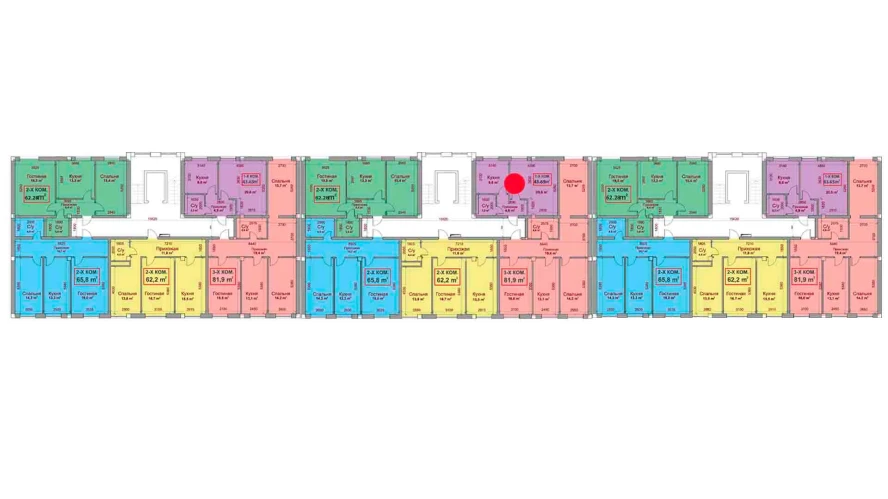 1-комнатная квартира 43.65 м²  1/1 этаж