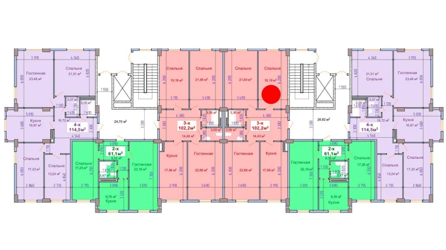 3-комнатная квартира 108.47 м²  1/1 этаж