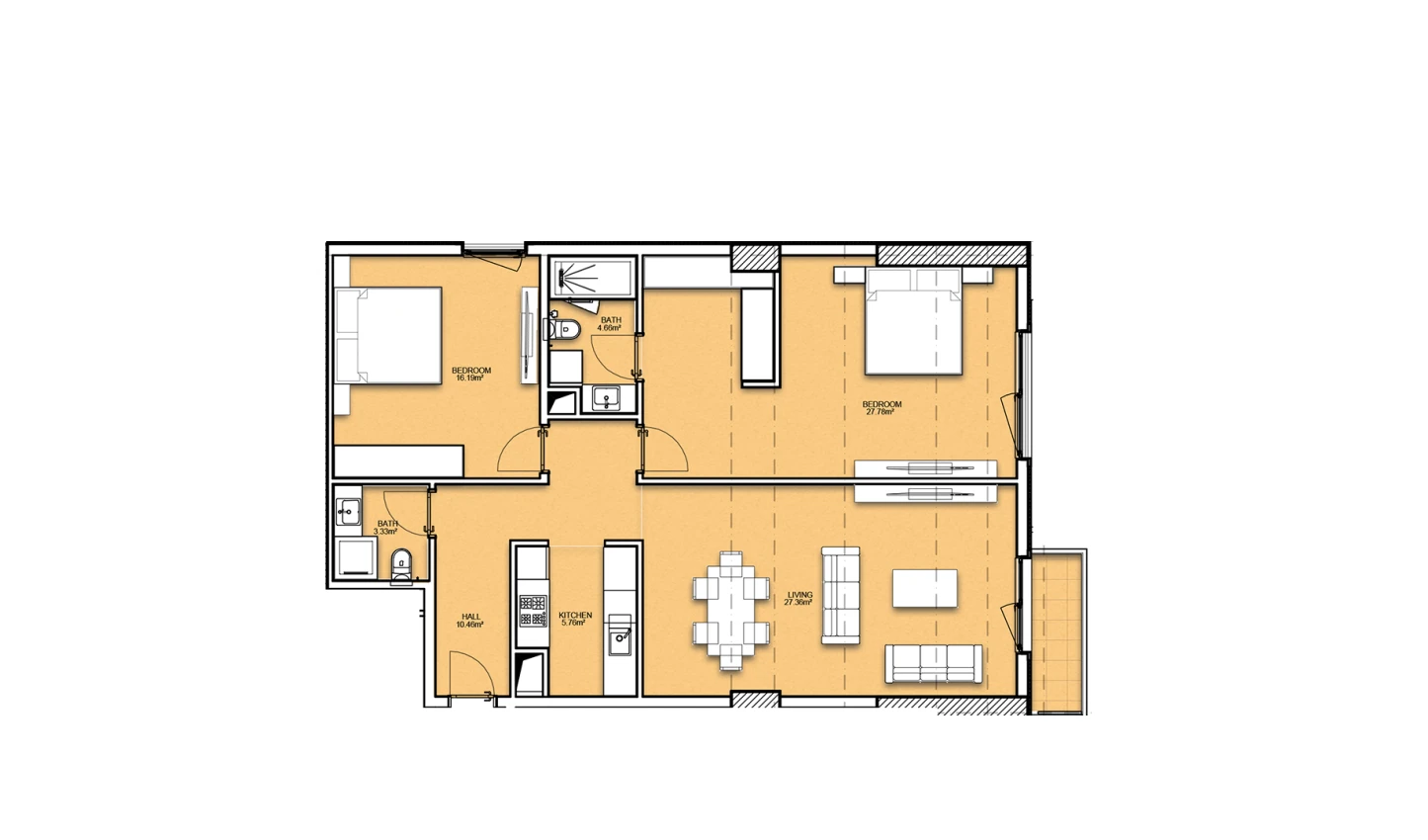 3-комнатная квартира 102.33 м²  7/7 этаж