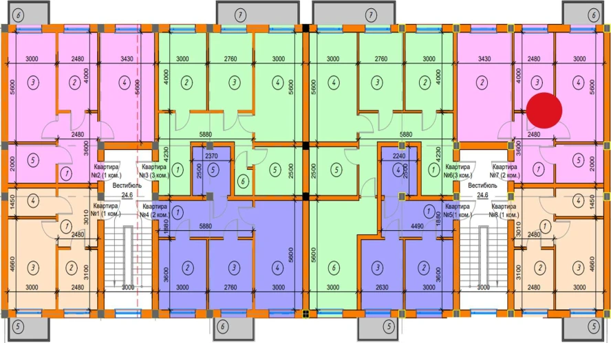 2-xonali xonadon 60.85 m²  4/4 qavat