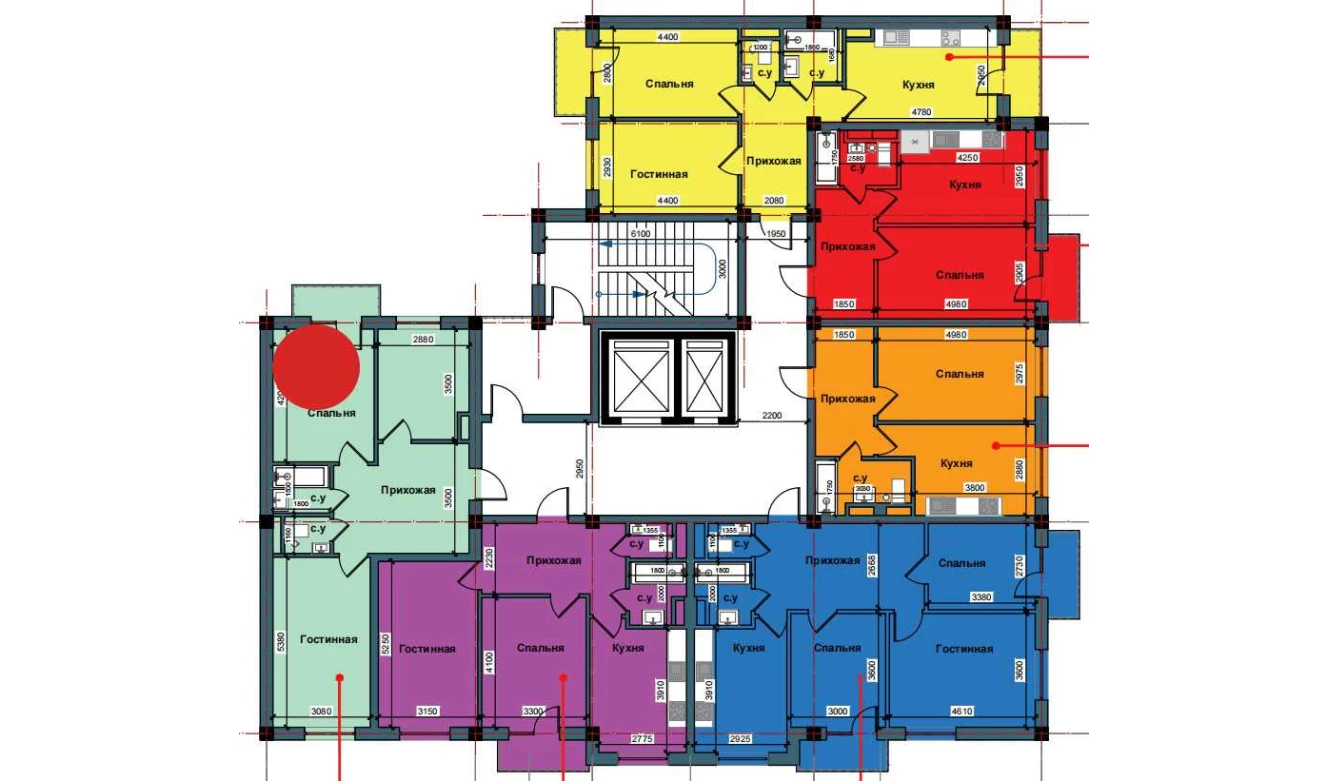 2-xonali xonadon 60.7 m²  7/7 qavat