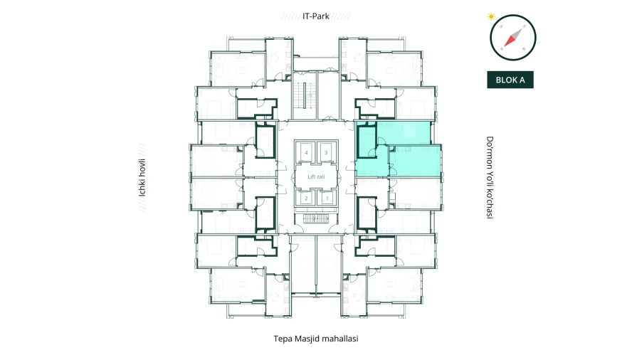 2-xonali xonadon 47.59 m²  11/11 qavat